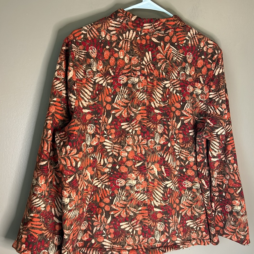 C.J. Banks Shacket Full Zip 3/4 Sleeves Fall/Winter Org/Grn/Yel Size 1X - Picture 2 of 11